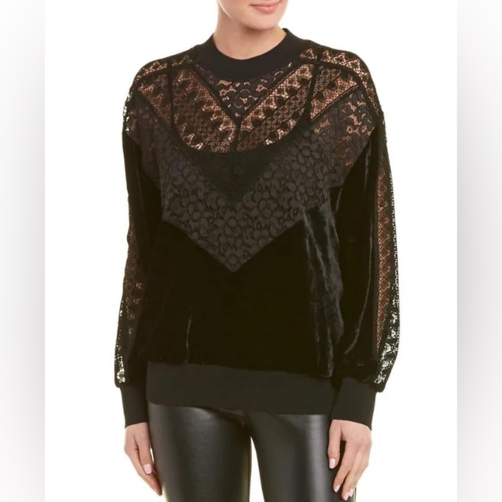 Stella McCartney Black Lace and Velvet Top 38